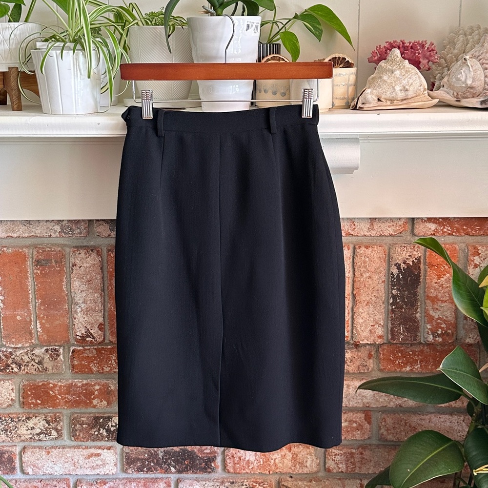 Vintage thrifted deadstock black Antonio Fusco wool pencil skirt.
